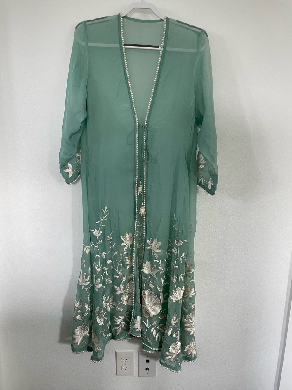 Sea Foam Green Embroidered Women’s Indian Jacket Set